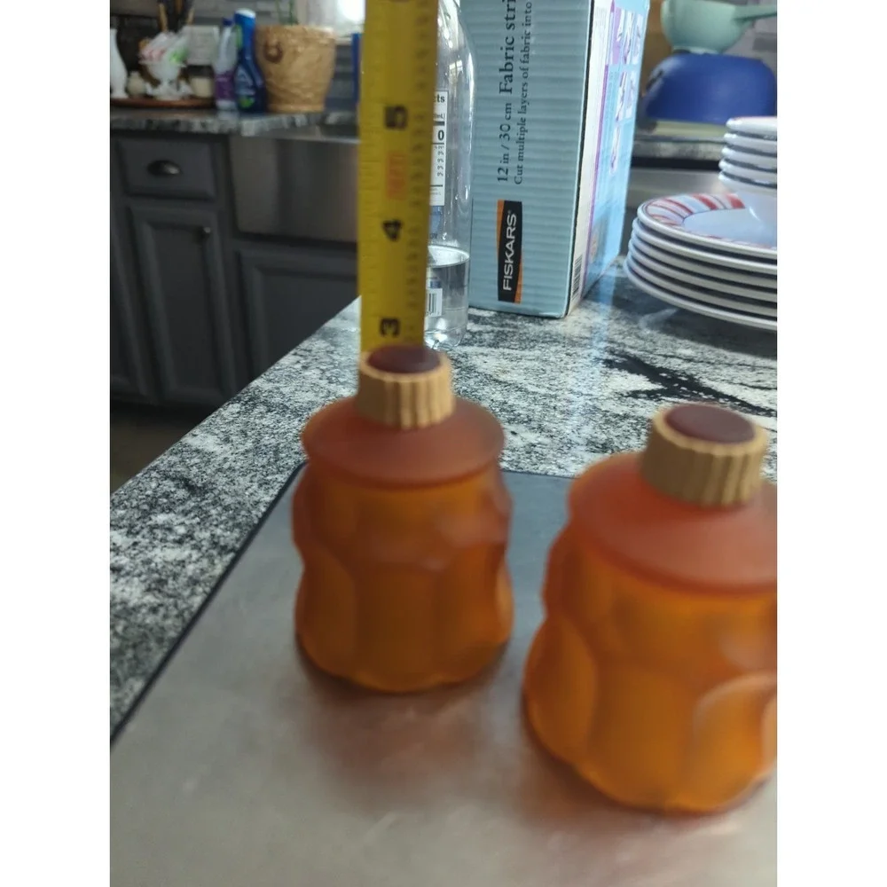 3 Vintage Faroy Amber Frosted Tulip Candle Cups With Pegs